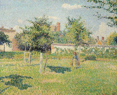 Woman in the Meadow at Eragny, Spring, 1887 by Camille Jacob Pissarro